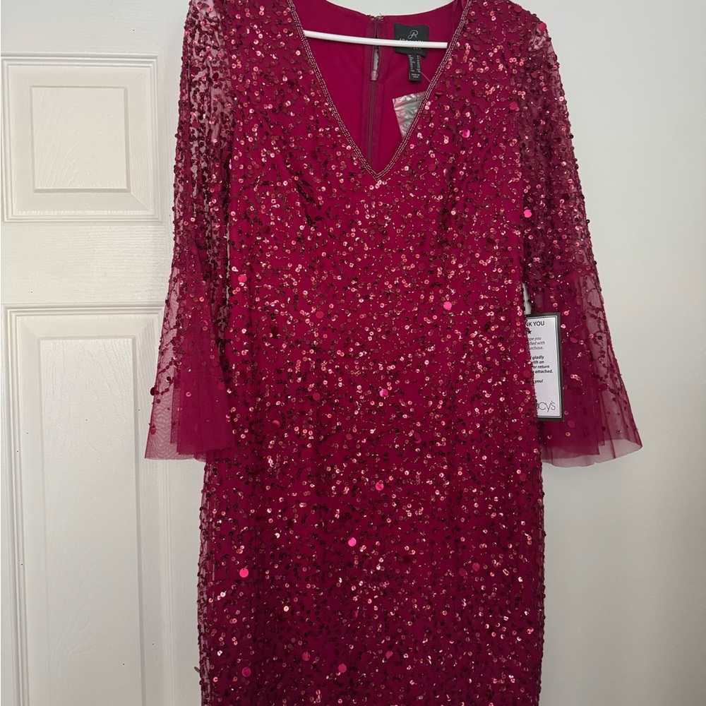 Adrianna Papell Long Sleeve Sequin Dress from Macy’s